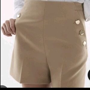 Zara Small Tan Shorts with Gold Buttons